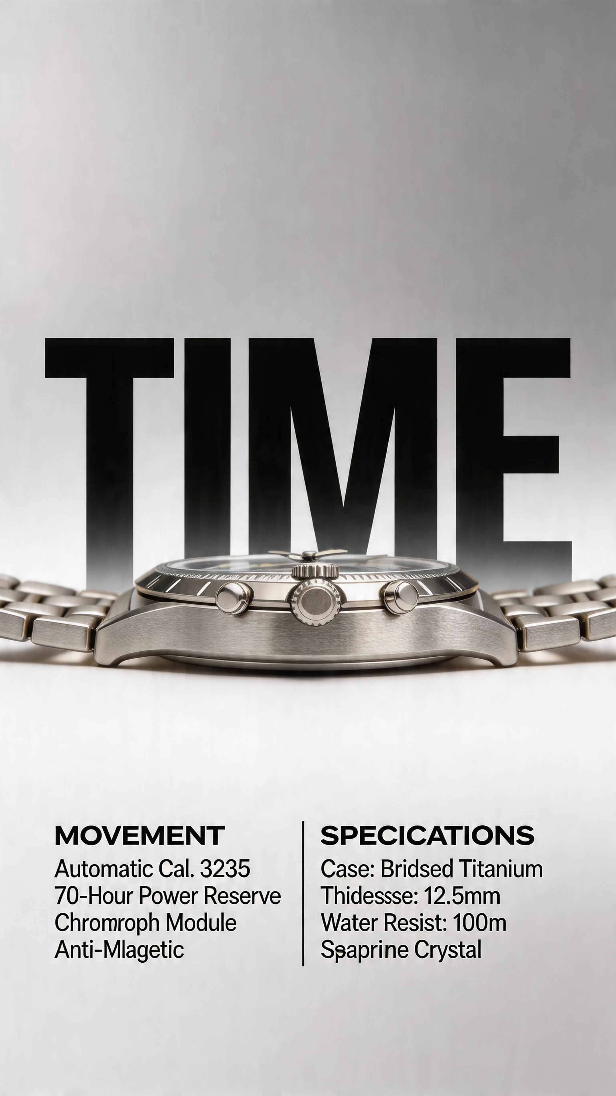 Luxury Chronograph Watch Specs - 4K Lock Screen