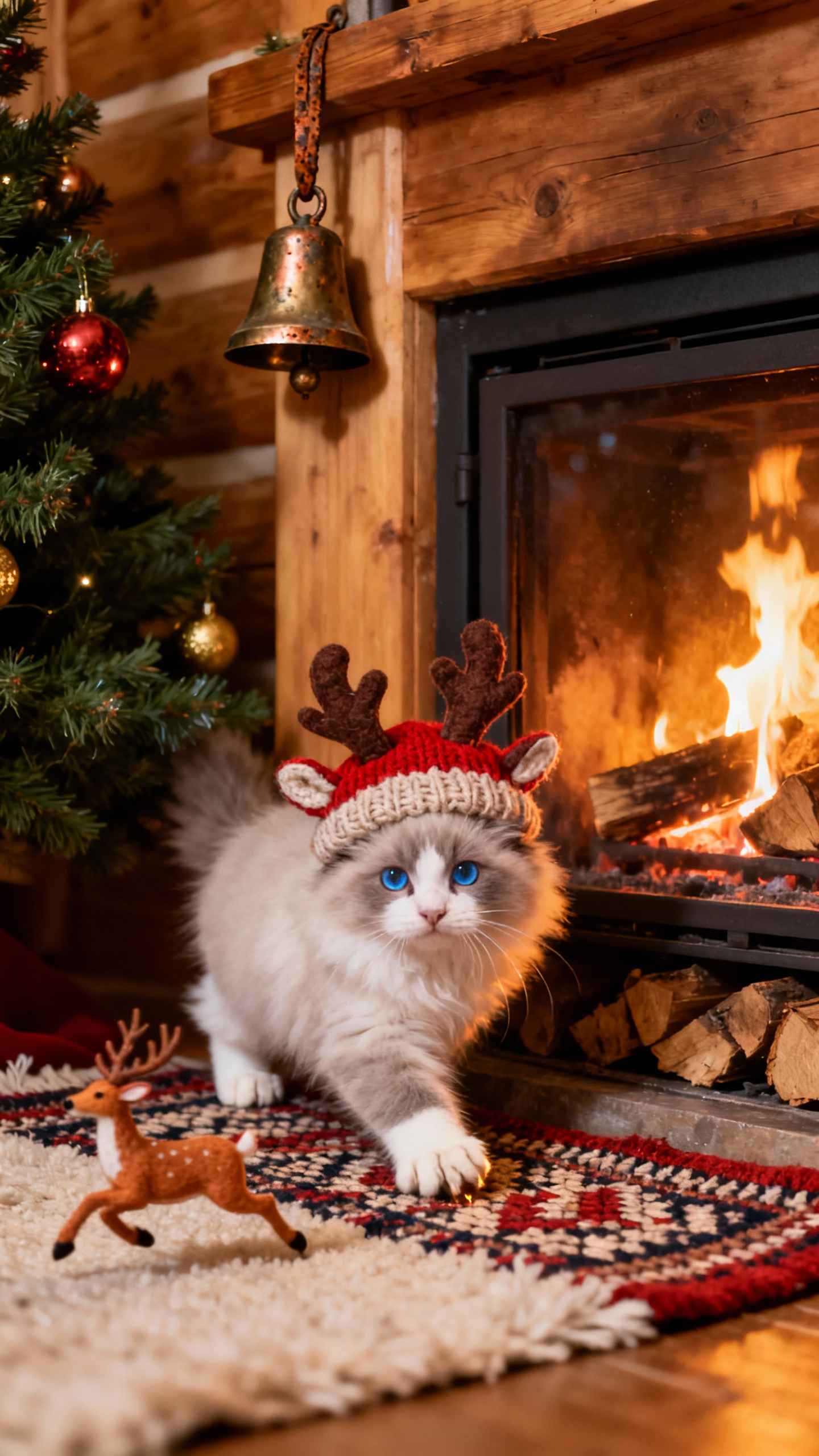 Chat de Noël Renne - Fond d'écran 4K