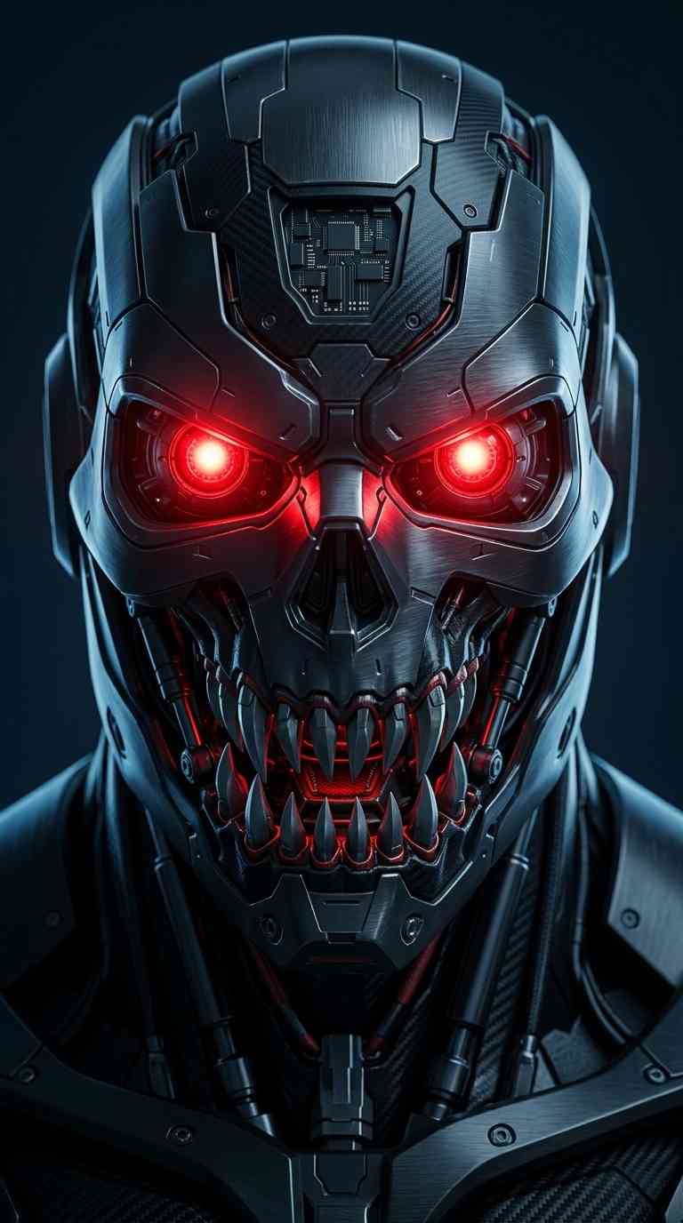 Calavera Robótica Futurista - Fondos 4K