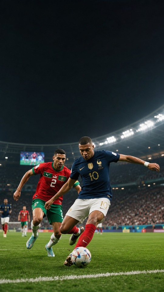 prancis vs maroko: Mbappé vs Hakimi 4K Background