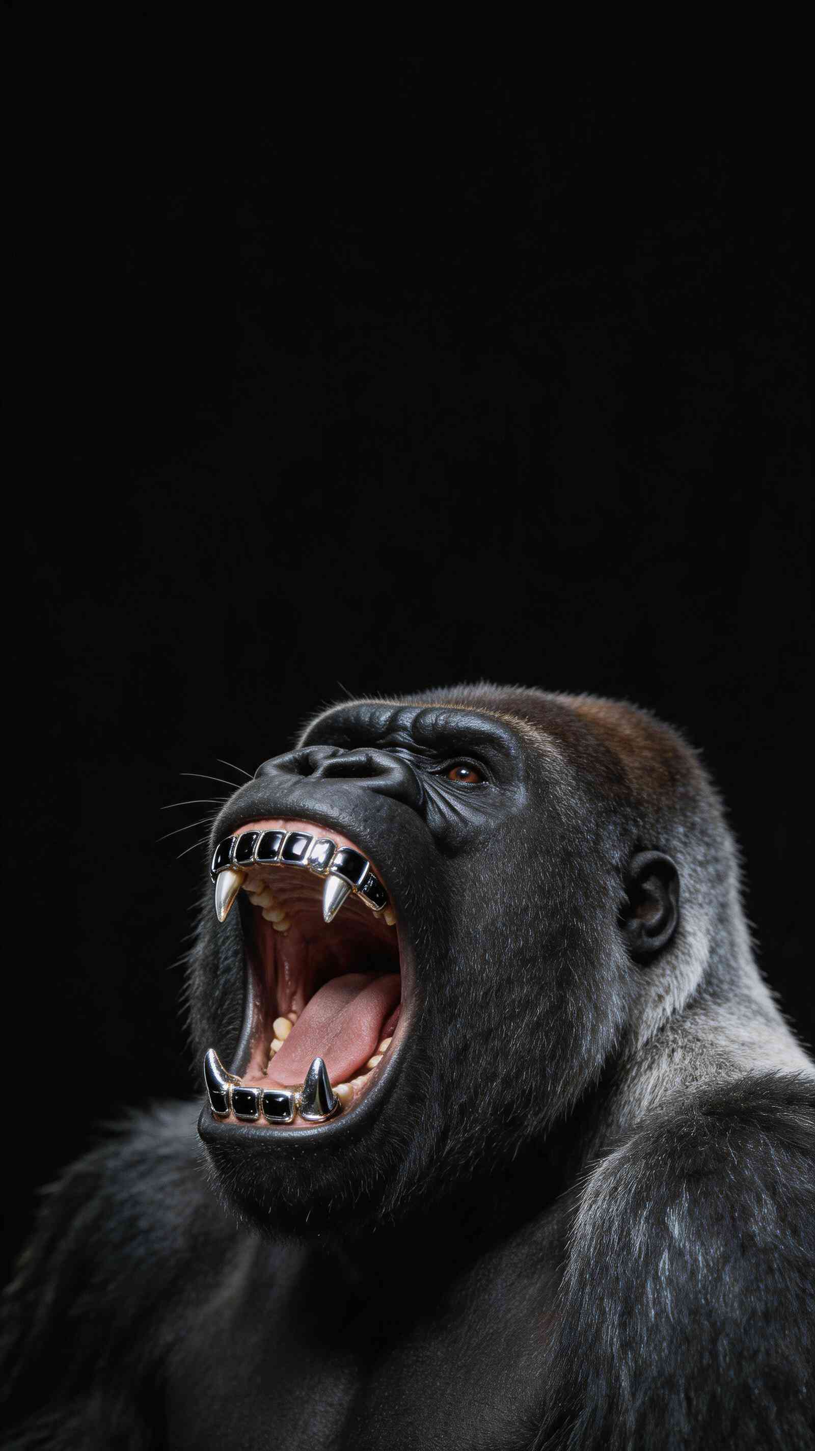 Gorilla Silver Grillz Roar - 4K Wallpapers