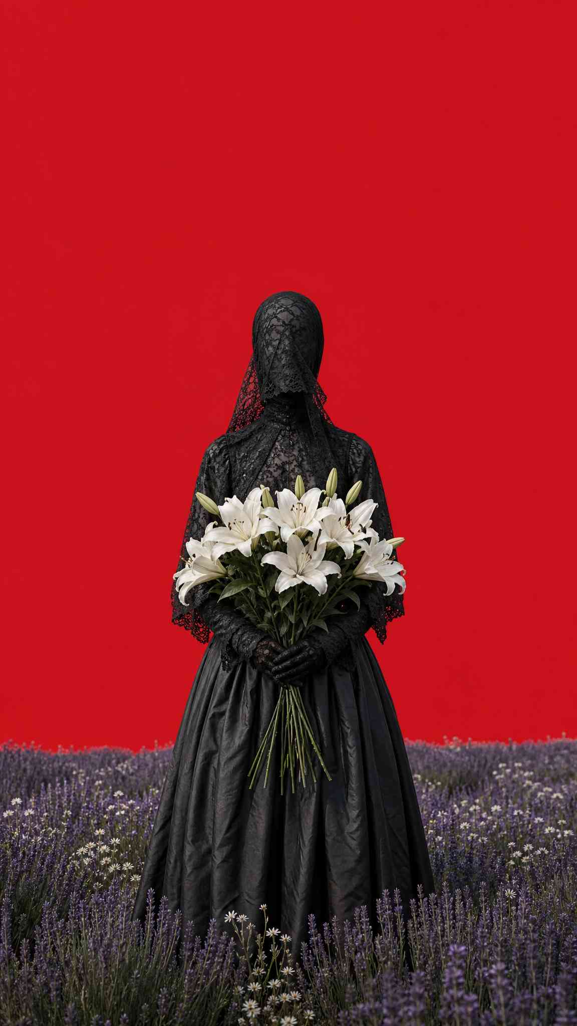 Gothic Veiled Woman & White Lilies - 4K Wallpaper