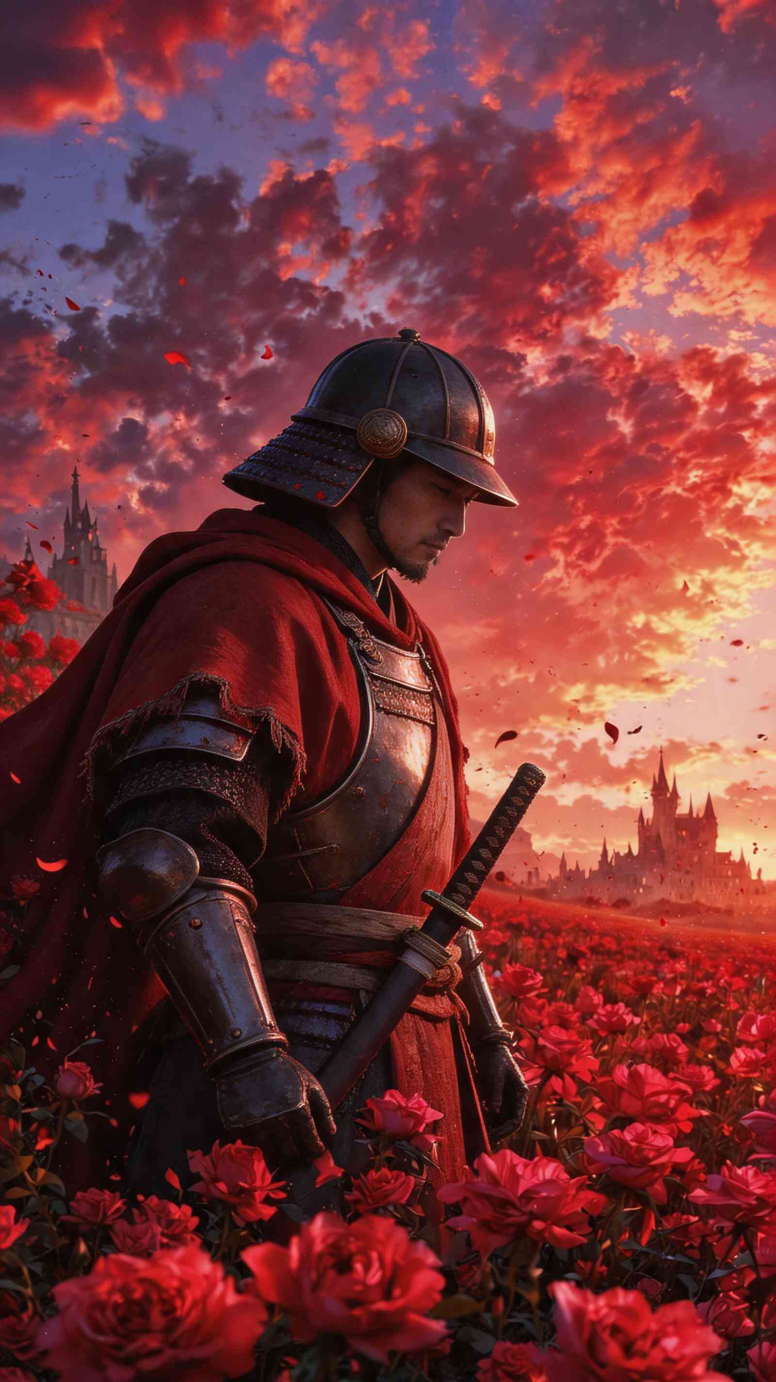 Red Samurai Warrior Fantasy - 4K Wallpaper