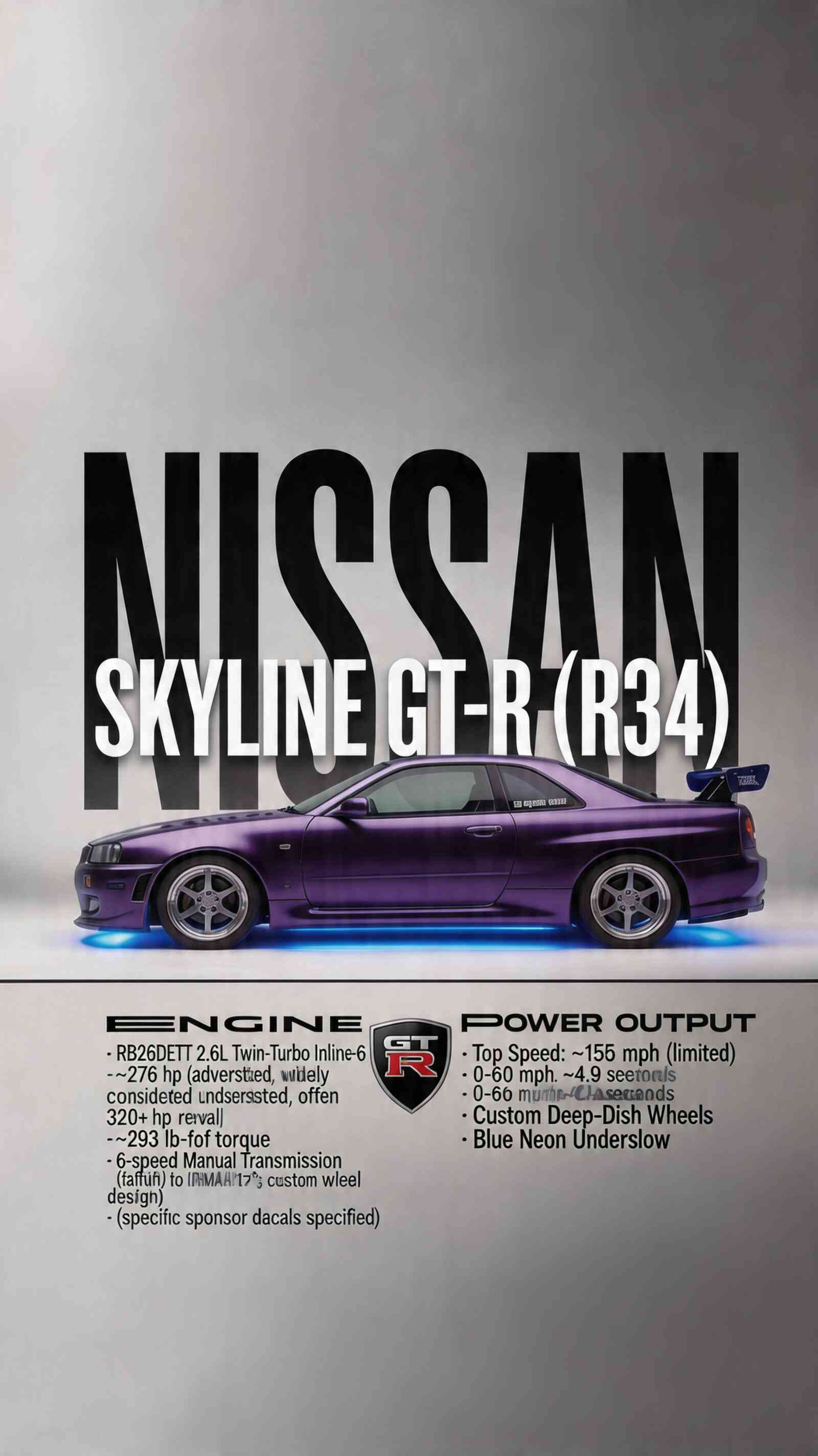 Nissan Skyline GT-R R34 Spec Edition - 4K Wallpaper