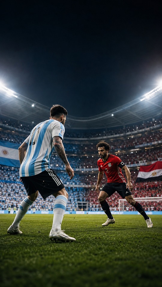 Argentinien vs Ägypten: Messi & Salah Showdown - 4K Wallpaper