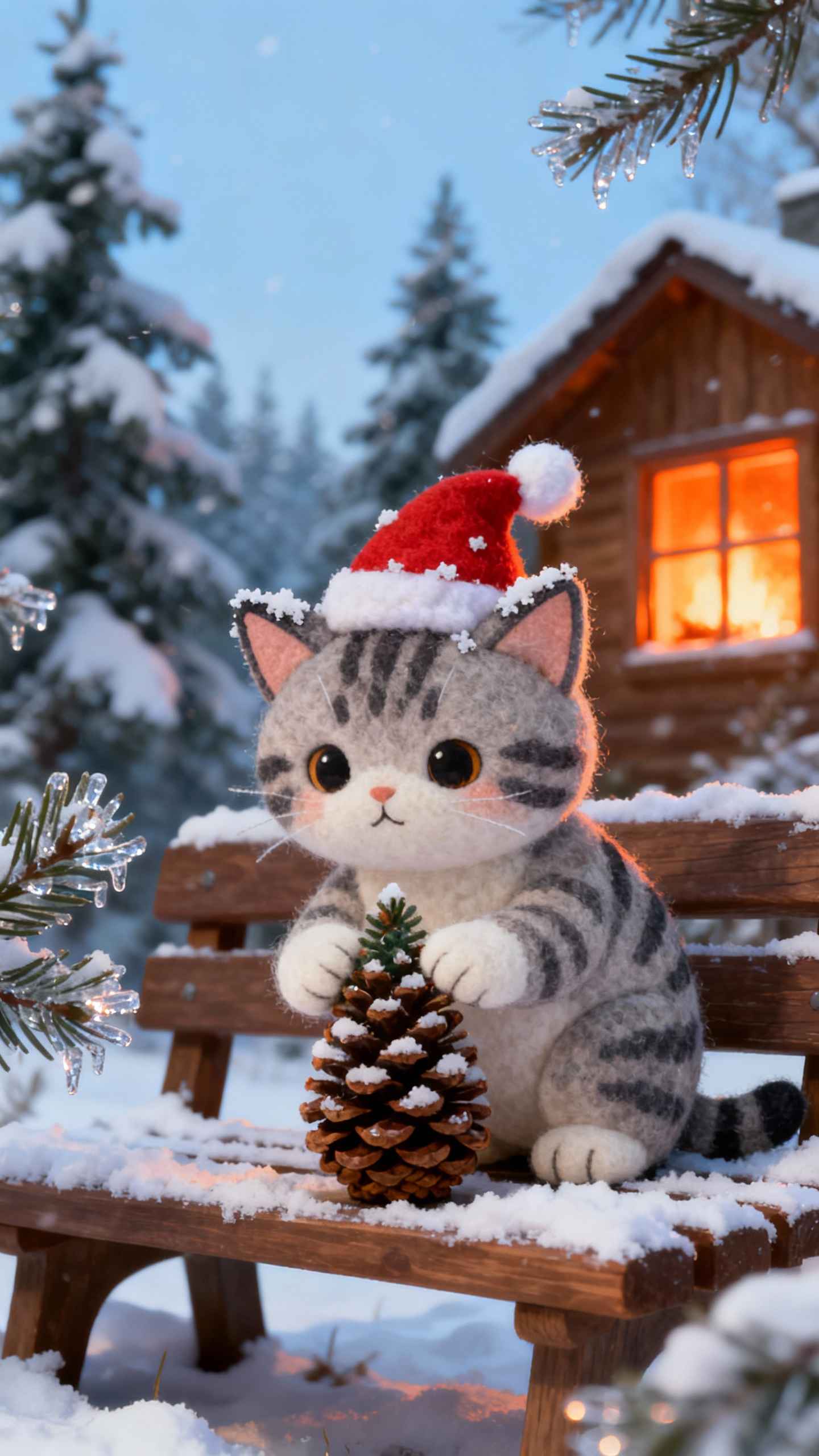 Christmas Felted Cat Winter - 4K Wallpapers