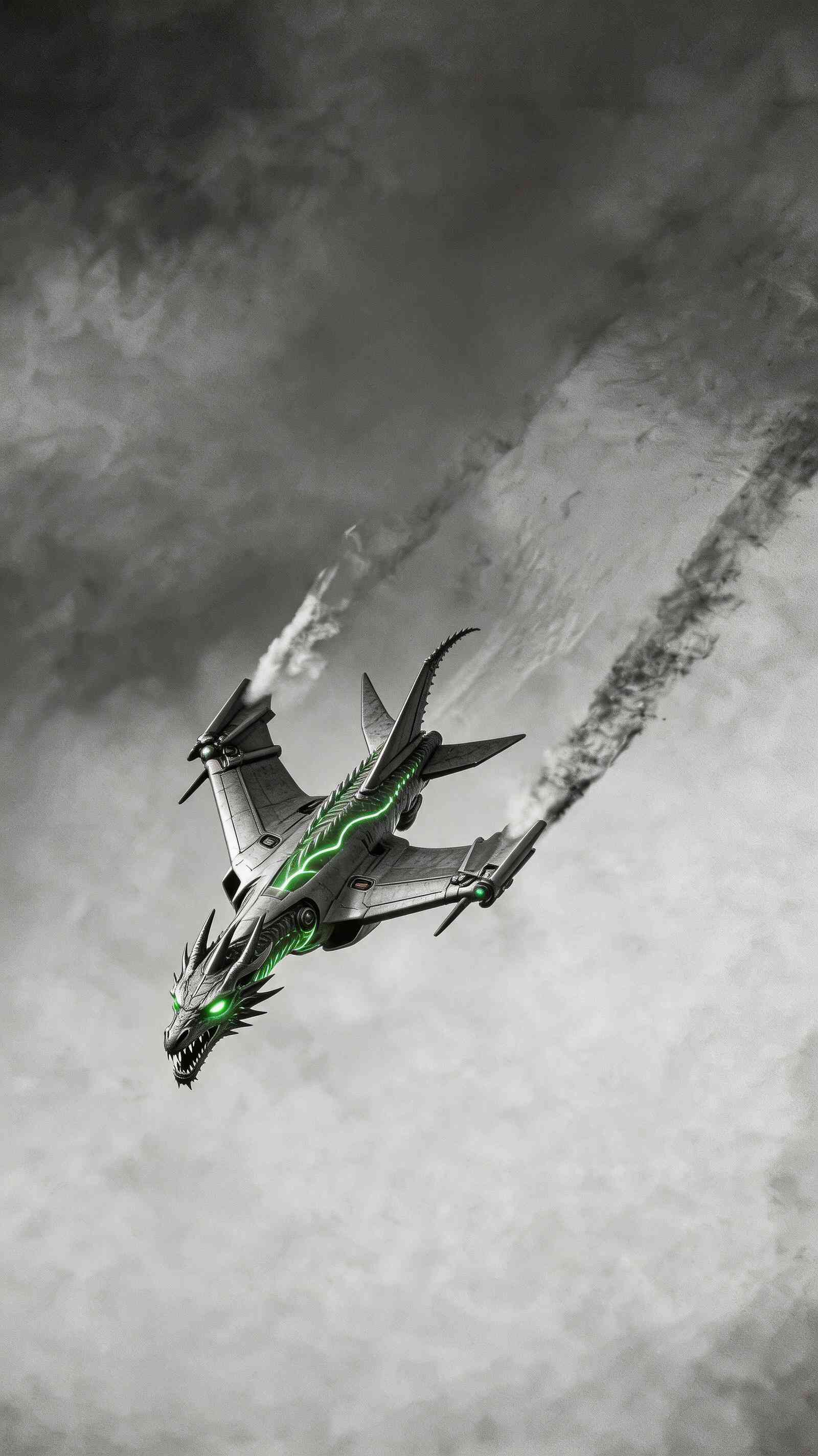 Epic Futuristic Dragon Jet 4K Phone Wallpaper
