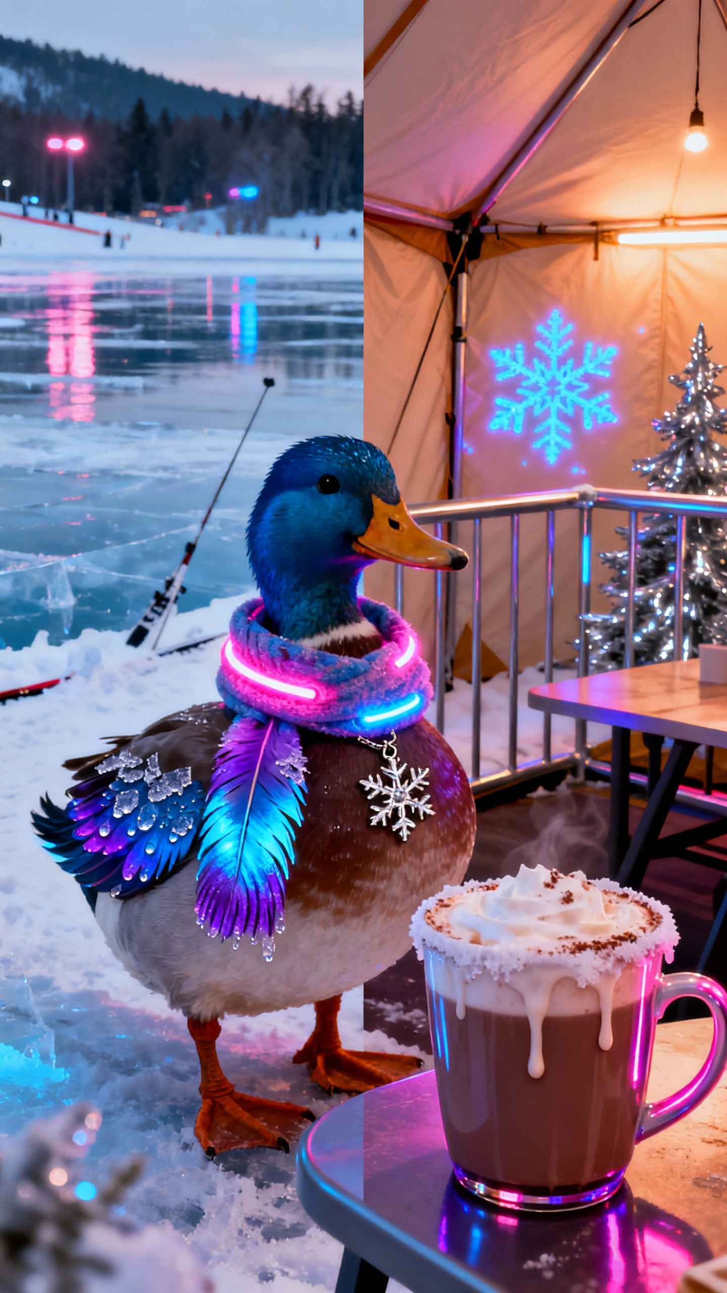 Pato Mallard de Neón - Fondos 4K