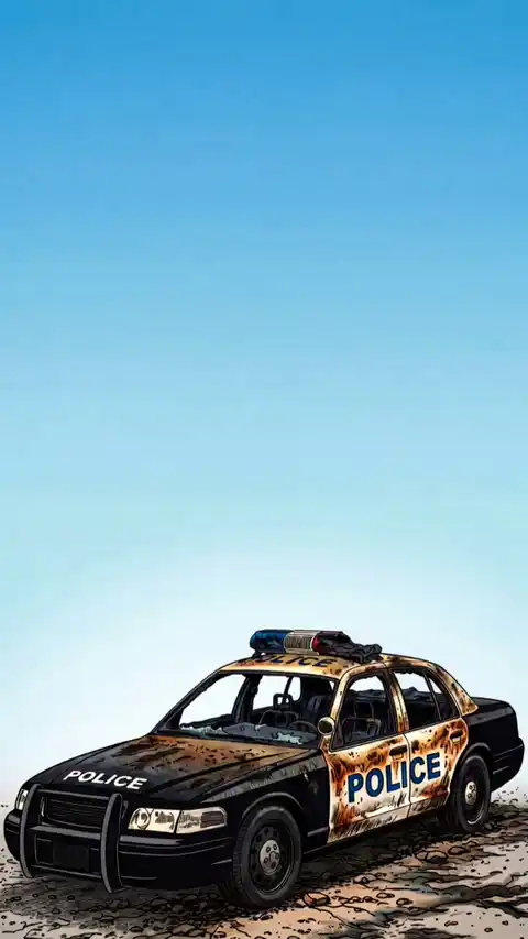 Abandoned Police Car Grunge - Live Wallpaper