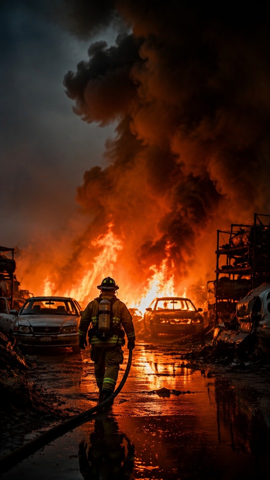 Fire & Heroic Firefighter - 4K Phone Background