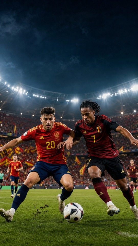 Spain vs Belgium Match - 4K Phone Background