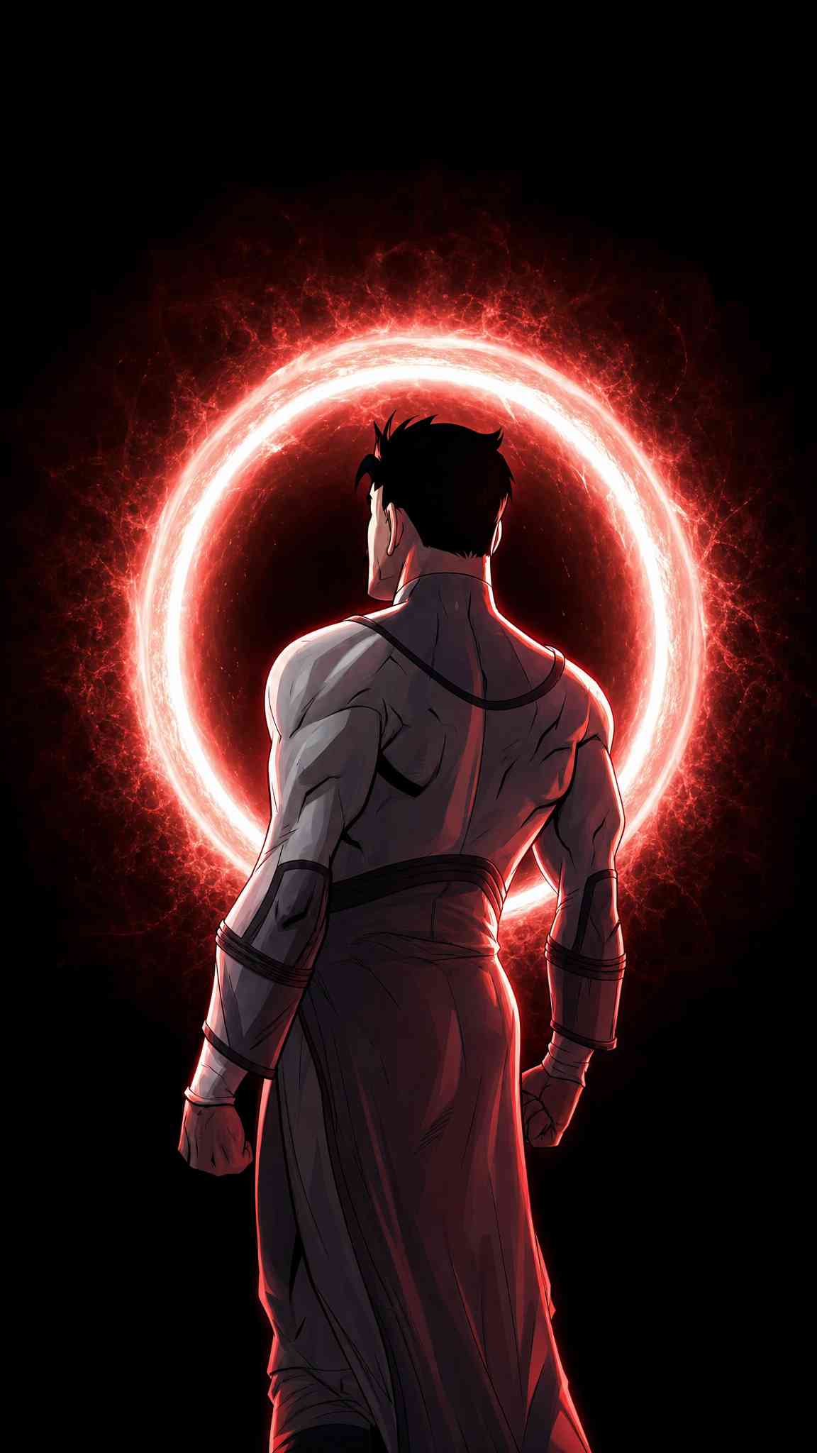 Red Portal Warrior - Epic 4K Mobile Wallpaper