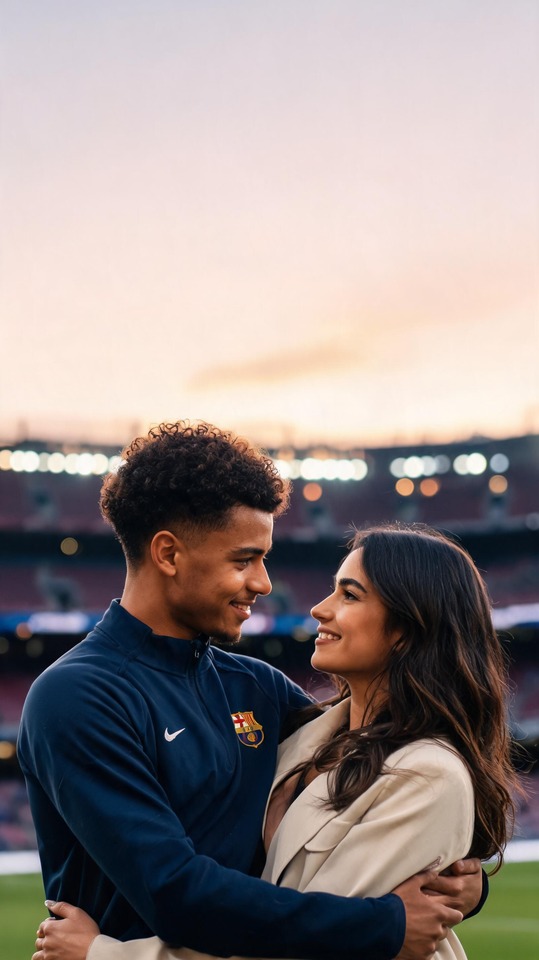 Lamine Yamal y su Novia en el Estadio - Fondo 4K