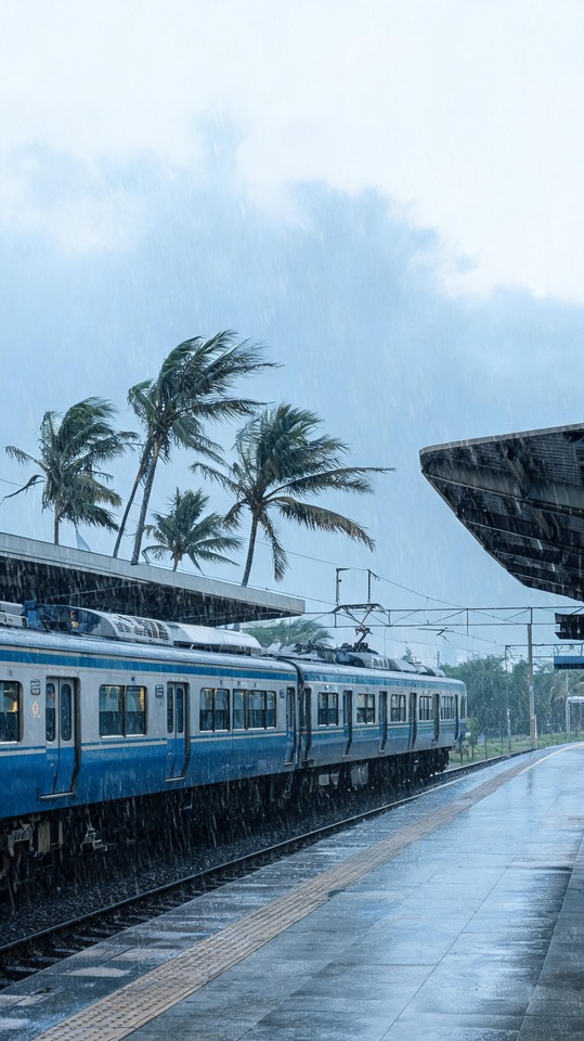 台湾 鉄道 運休 雨の日の駅 - 4K 待ち受け