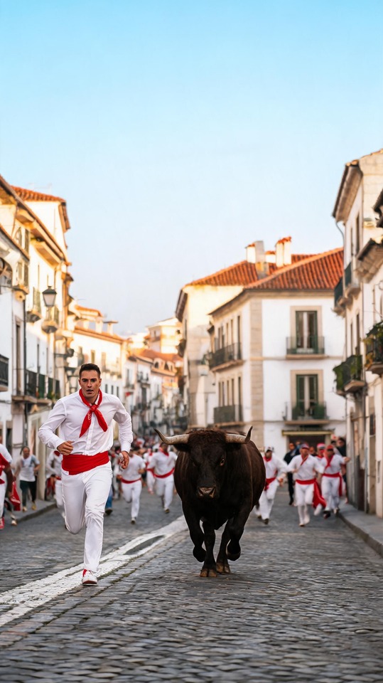 San Fermin Stierlauf - 4K Handy Hintergrund