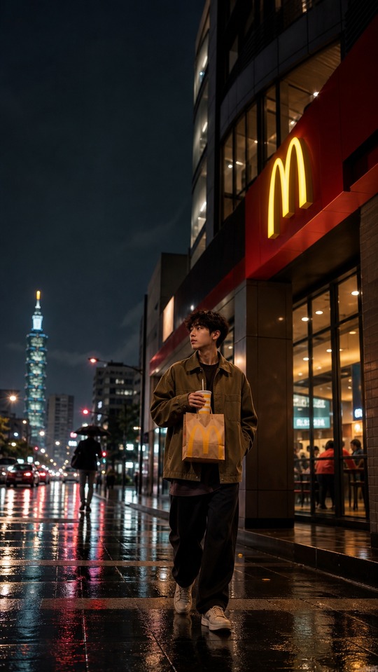 McDonald's Night City Aesthetic - 4K Phone Wallpaper