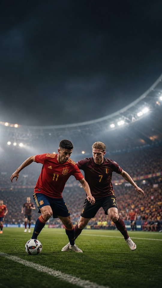 Spanien gegen Belgien Realistischer Fußball - 4K Wallpaper
