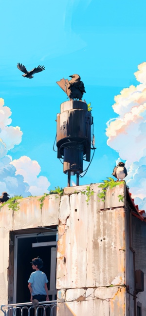 Anime Boy Rooftop Scene - 4K Wallpapers