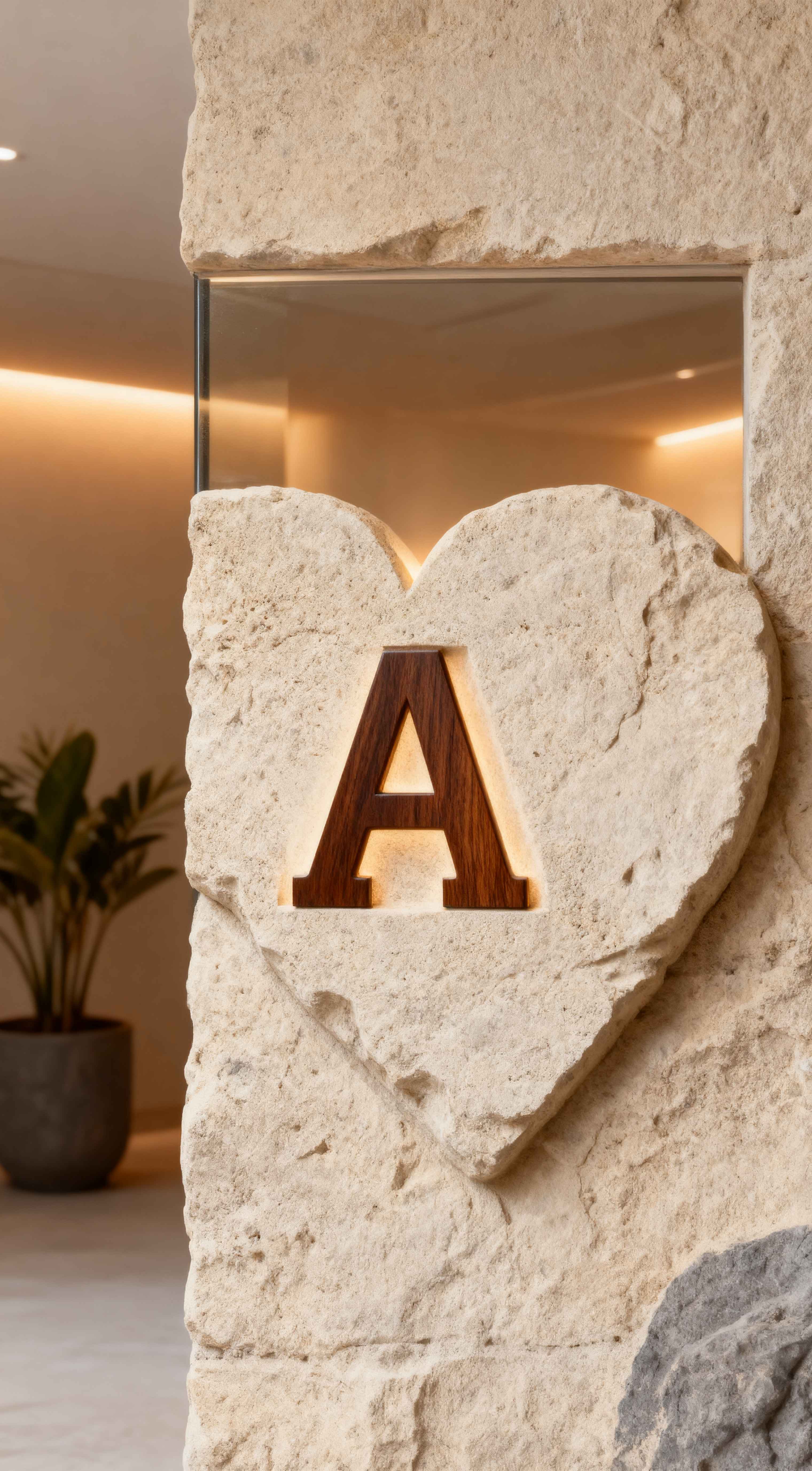Letter A Heart Stone Carving - 4K Wallpapers