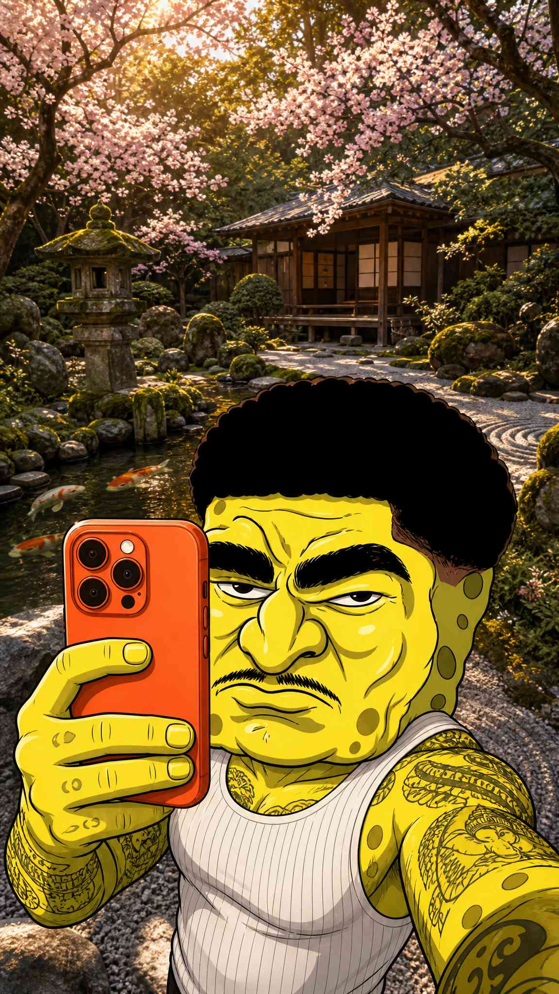 Tough Sponge Yakuza Selfie - 4K Wallpaper