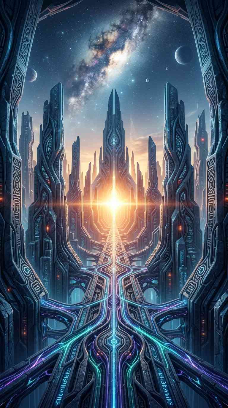 Portal de Ciudad Futurista - Fondos para Celular 4K
