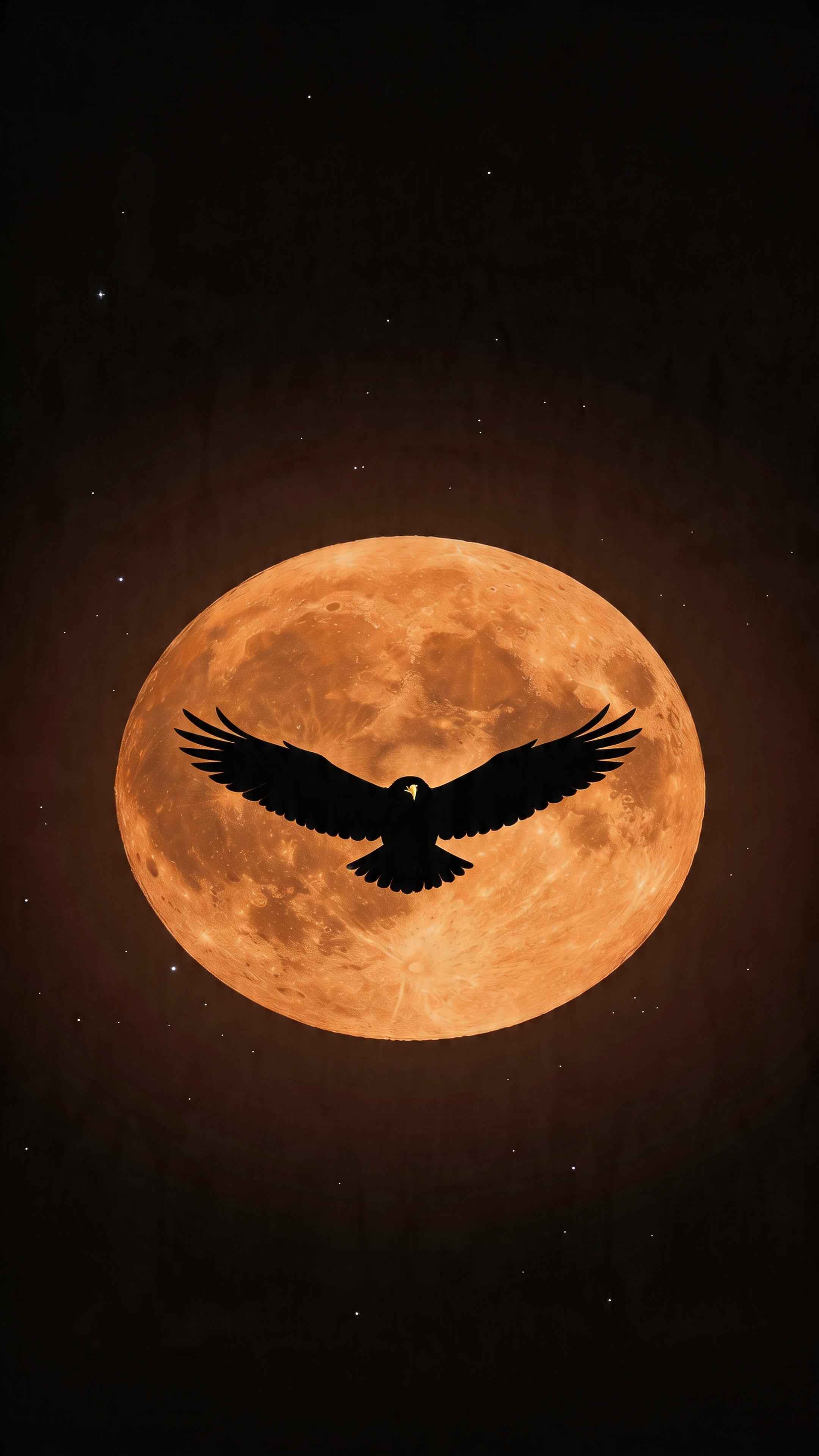 Eagle & Golden Moon - 4K Mobile Wallpaper