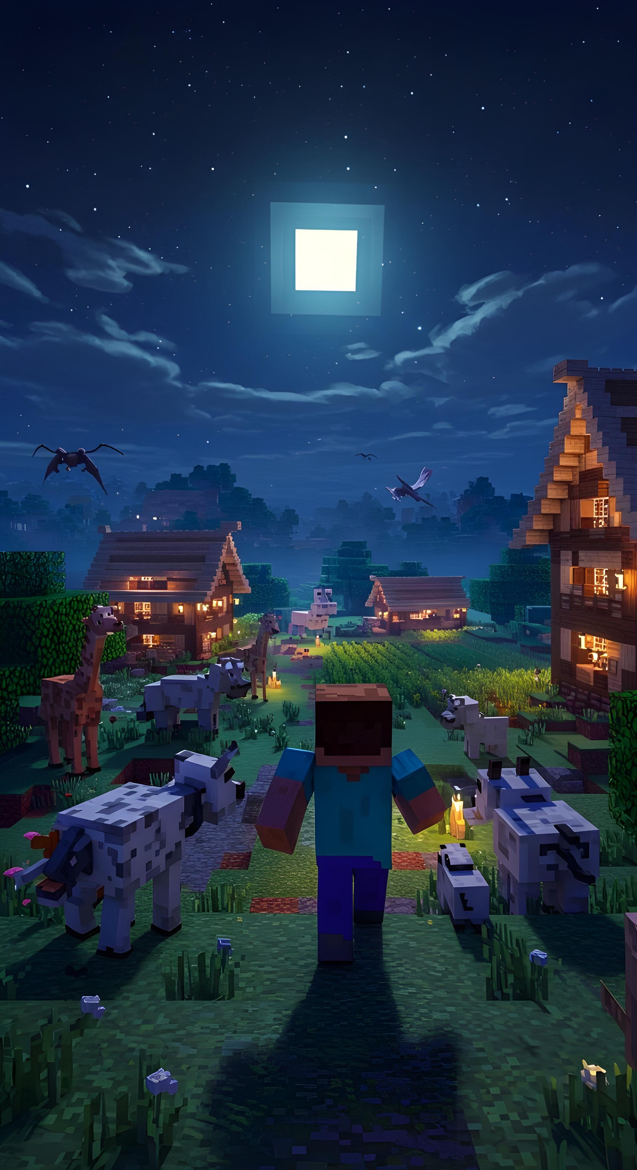Minecraft Scène de Village - Fond d'écran 4K