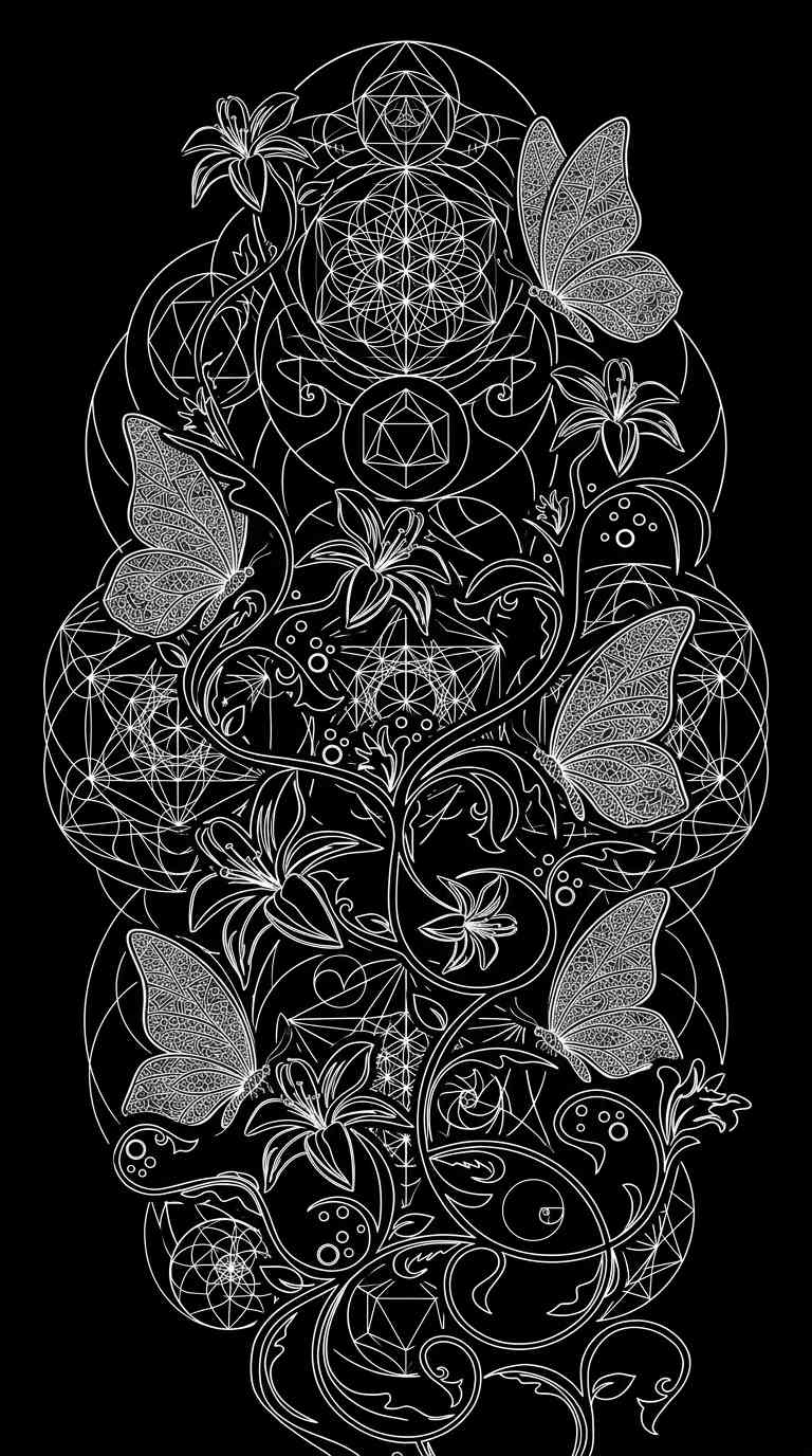 Sacred Geometry Butterfly & Lily - 4K Aesthetic Wallpaper