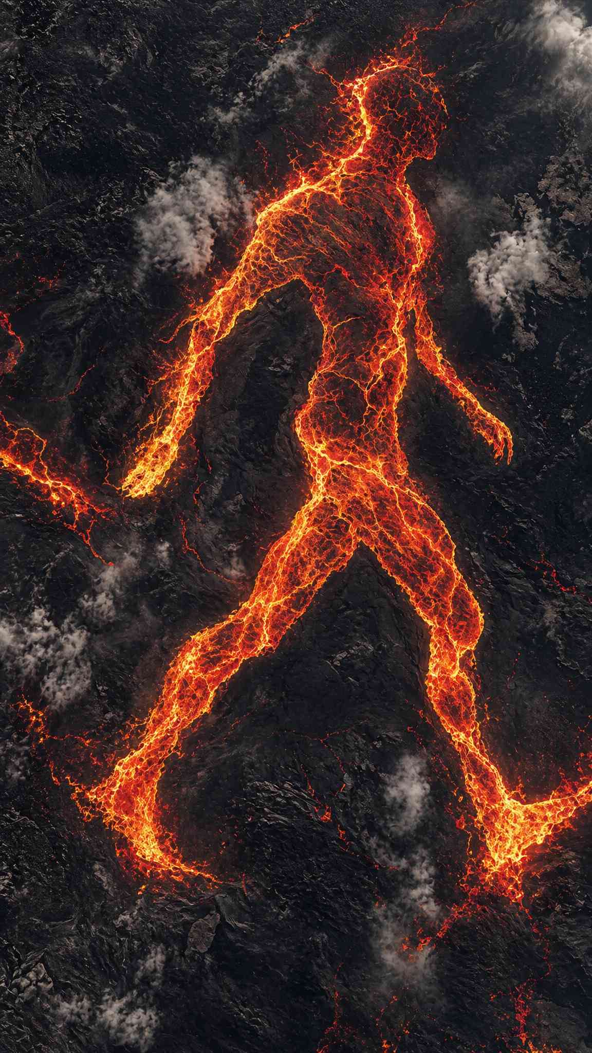 Fiery Lava Man 4K Wallpaper for Mobile