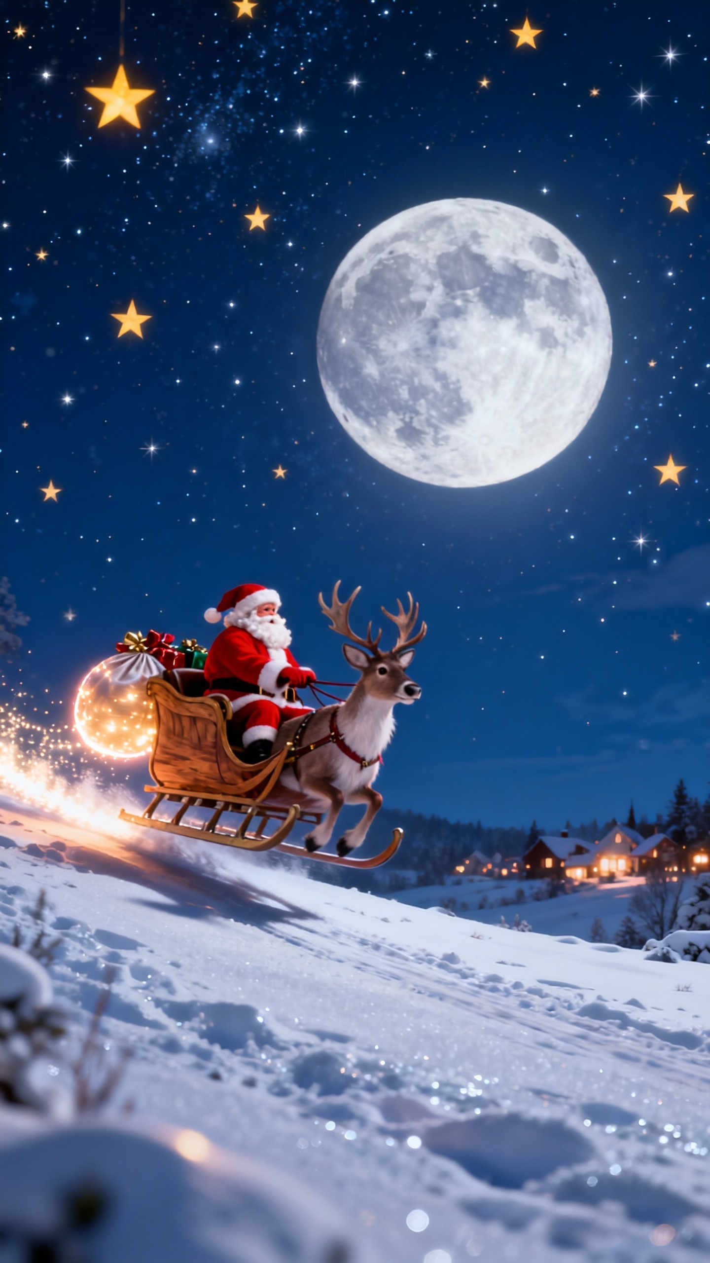 Weihnachtsmann Schlittenfahrt - 4K Handy Wallpaper