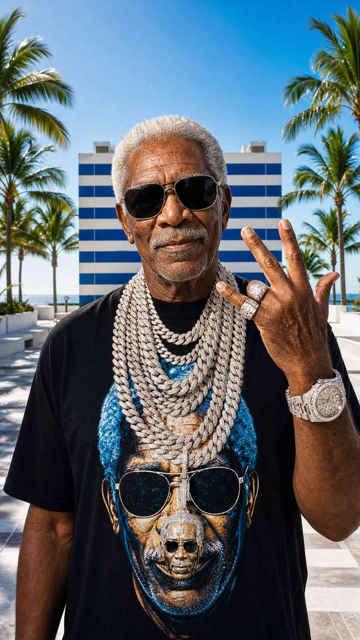 Morgan Freeman Rapper Style - 4K Wallpaper