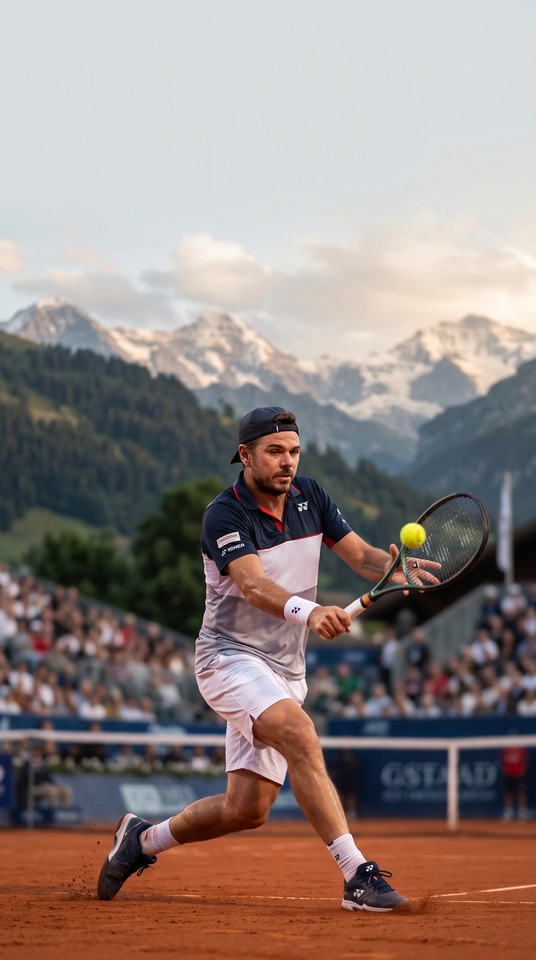 Stanislas Wawrinka Gstaad Action - 4K Wallpaper