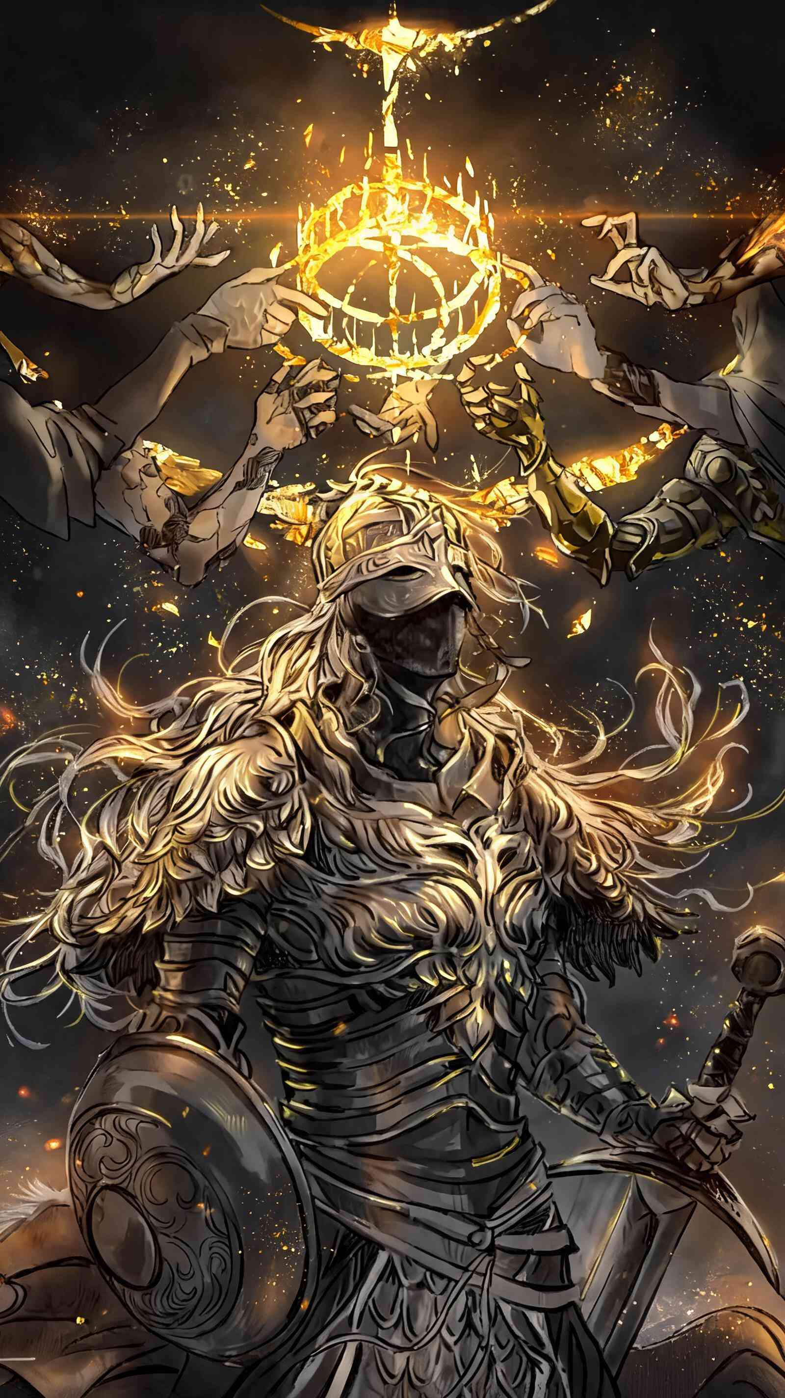 Elden Ring Goldener Wächter 4K Handy Hintergrund