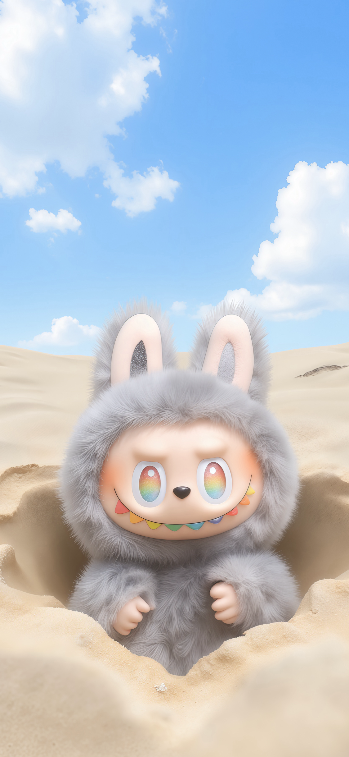 Flauschiges Monster im Sand - 4K Hintergrundbild