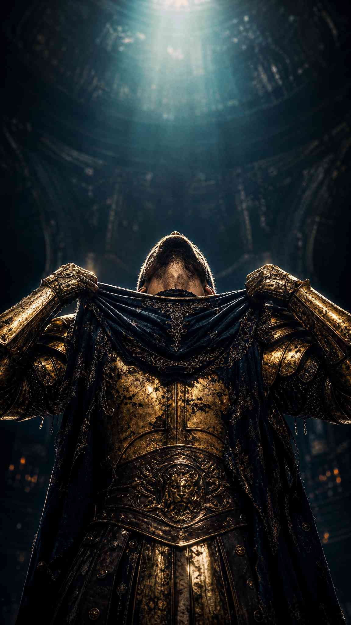 Goldener Ritter Krieger - 4K Hintergrundbild