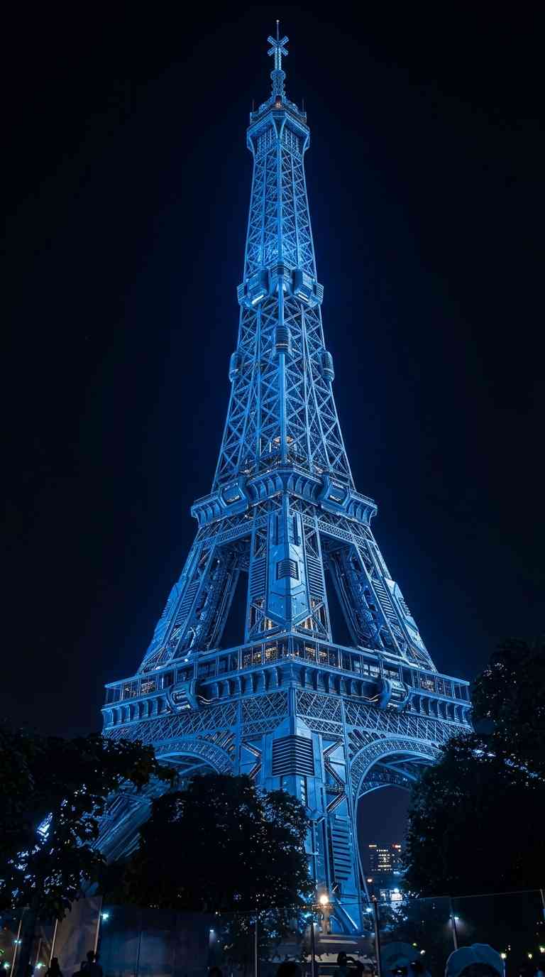 Eiffelturm Futuristische Nacht - 4K Wallpaper