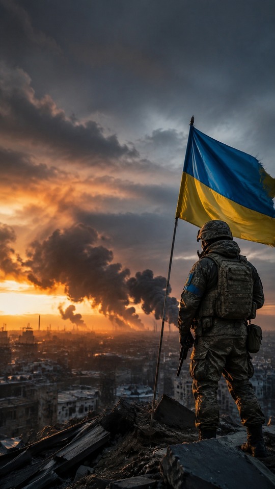 Ukraine Soldier & Flag - Cinematic 4K Wallpaper
