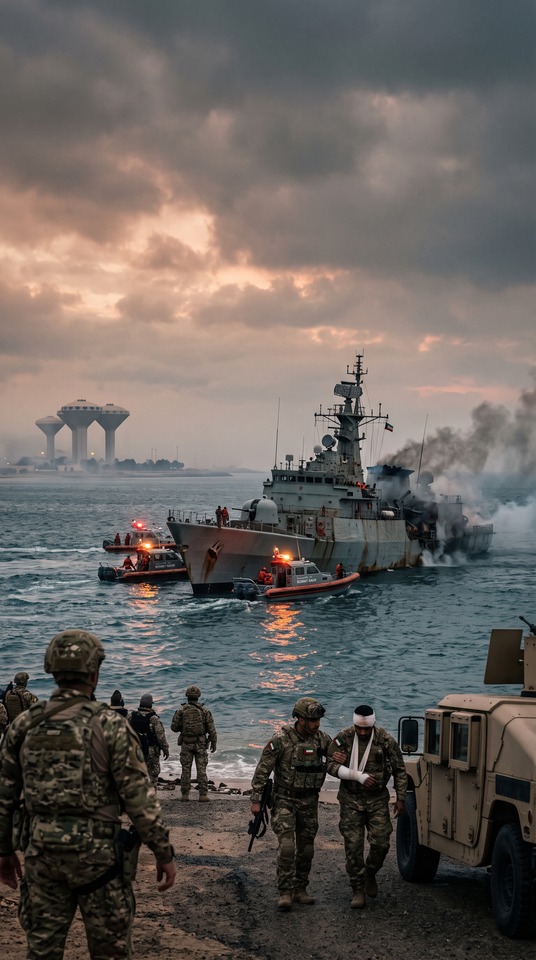ക വ റ റ (Kuwait) Realistic Naval Battle - 4K Background
