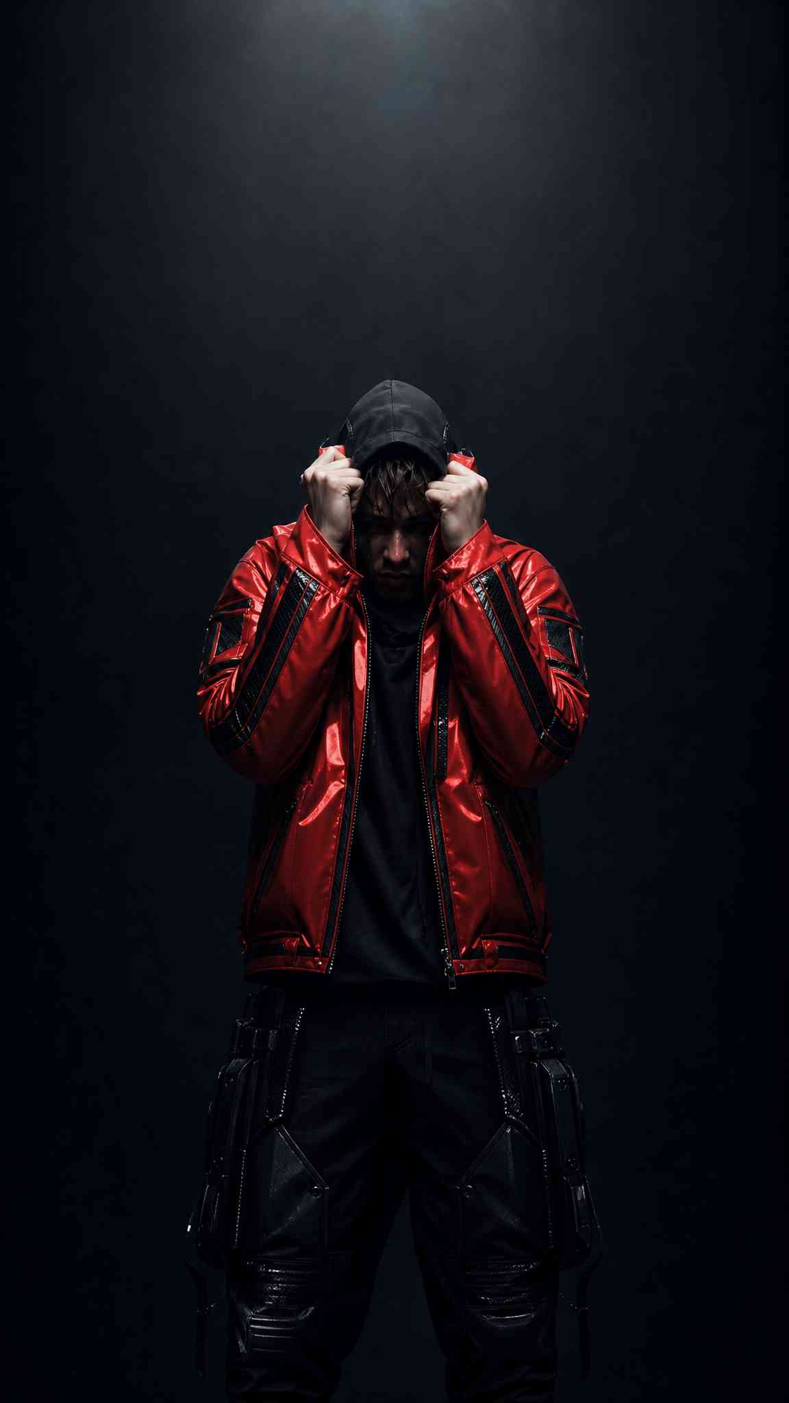 Red Techwear Jacket Man - 4K Mobile Background