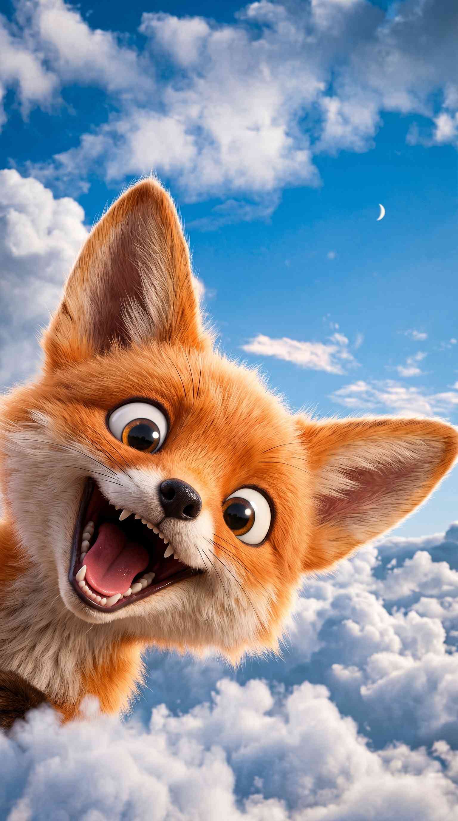 Fröhlicher 3D Fuchs - Handy Wallpaper 4K