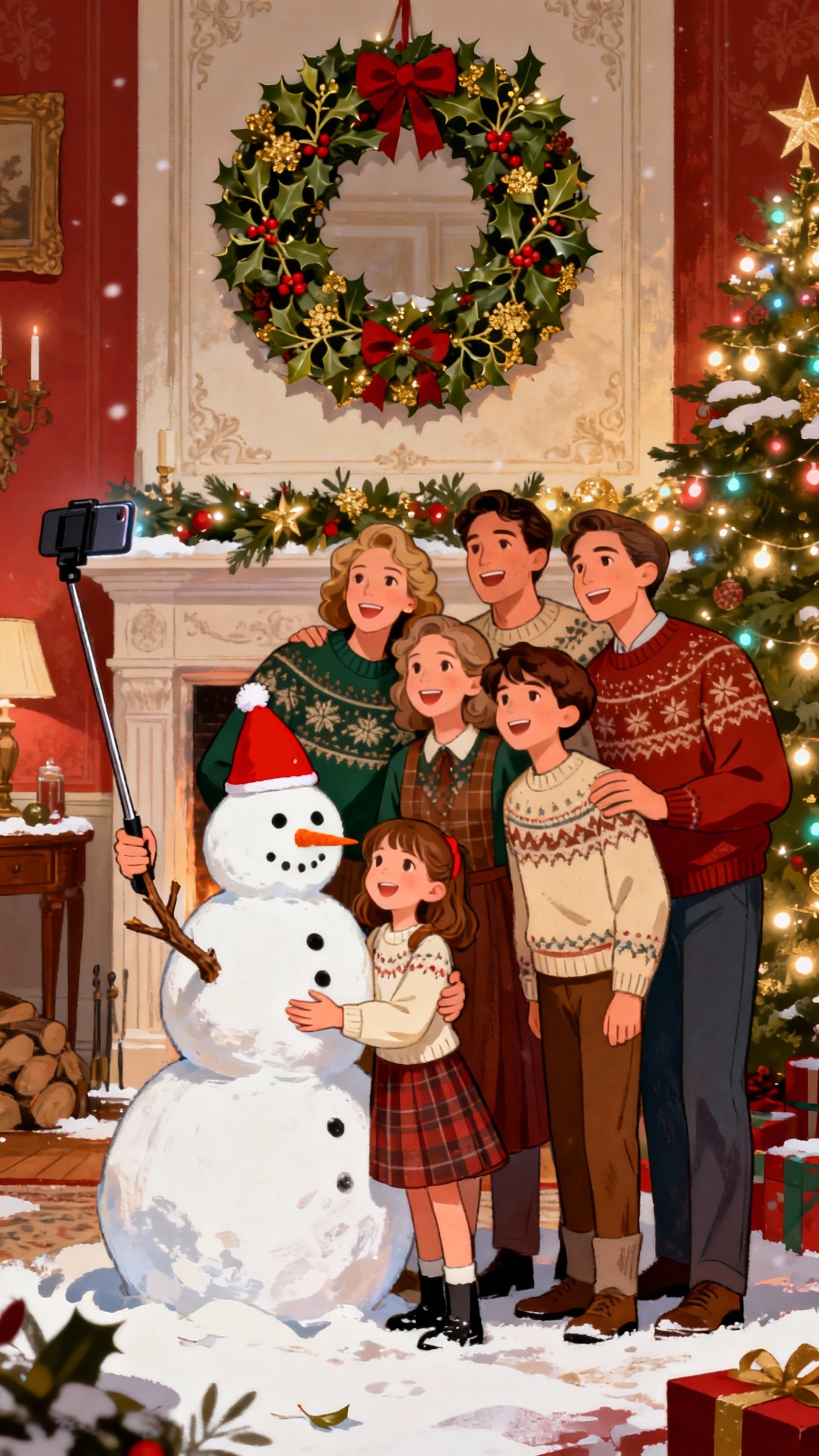 Weihnachtliches Familienfest - 4K Hintergrundbild