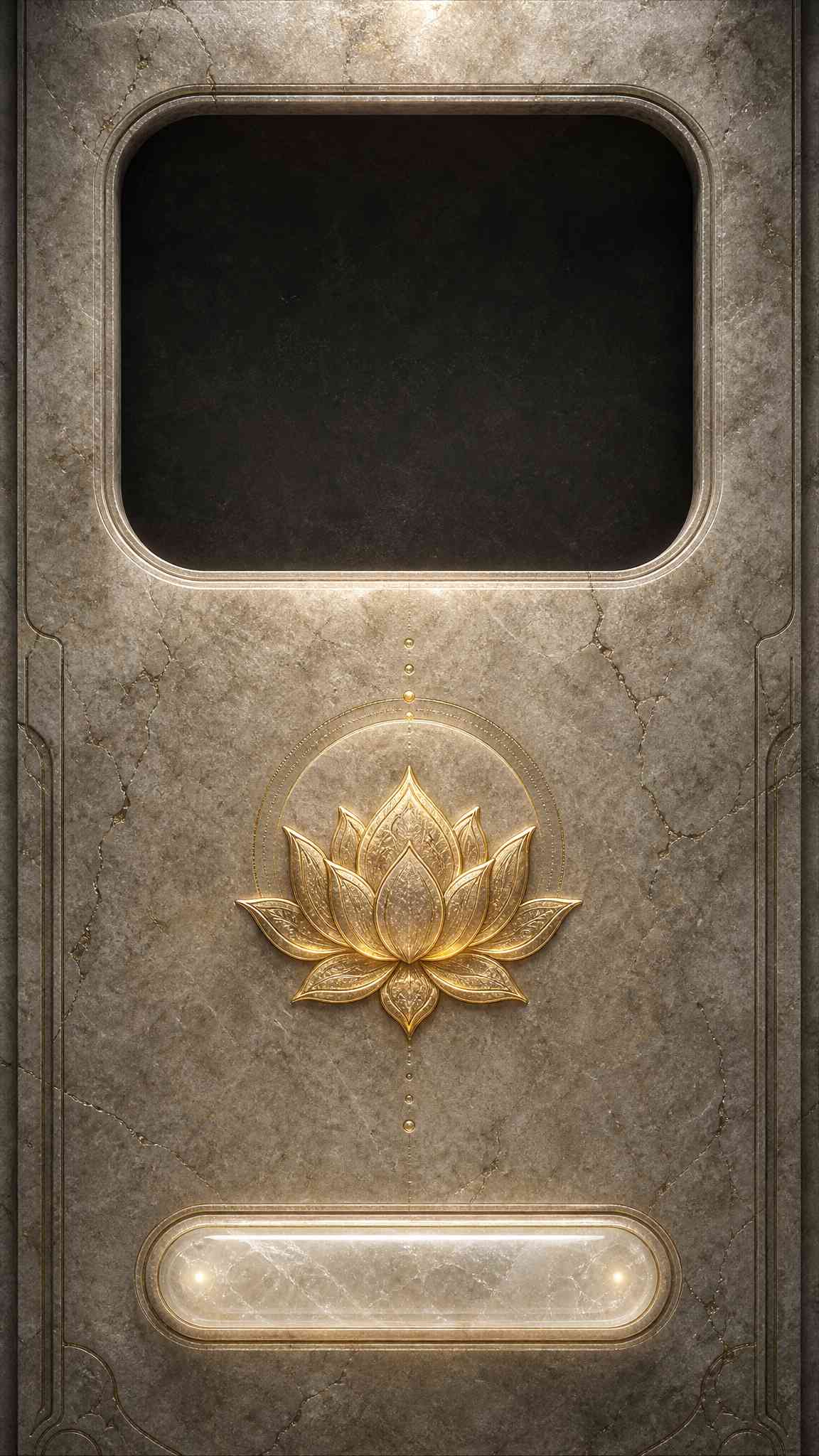 Golden Lotus on Cracked Marble 4K Wallpaper