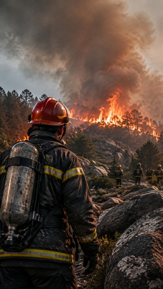 Pompier Firefighter Wildfire Scene - 4K Wallpaper