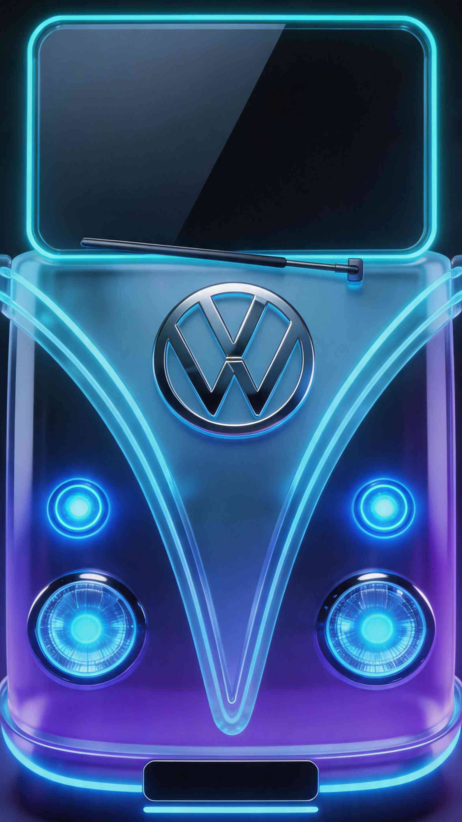 Futuristic Neon Volkswagen Bus 4K Wallpaper