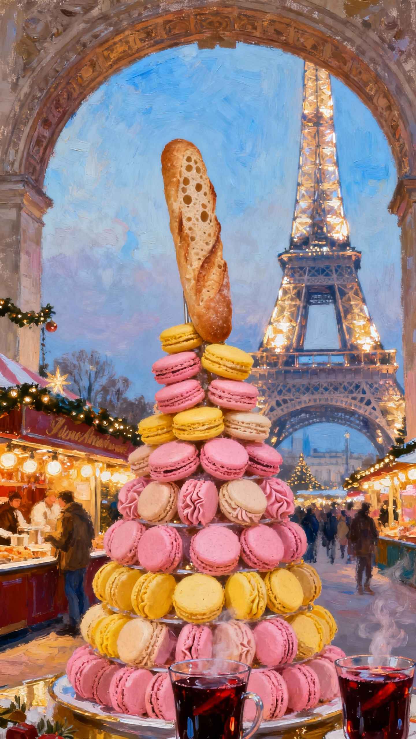 Paris Weihnachtsmarkt Macarons - 4K Handy Wallpaper
