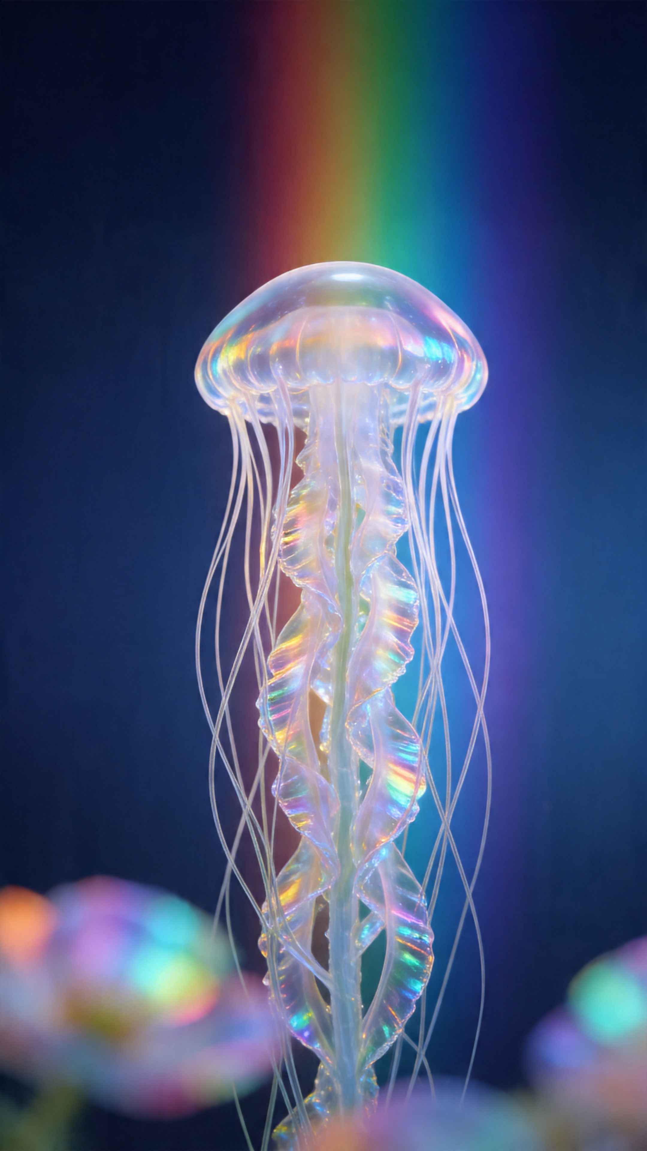 Iridescent Rainbow Jellyfish - 4K Phone Background