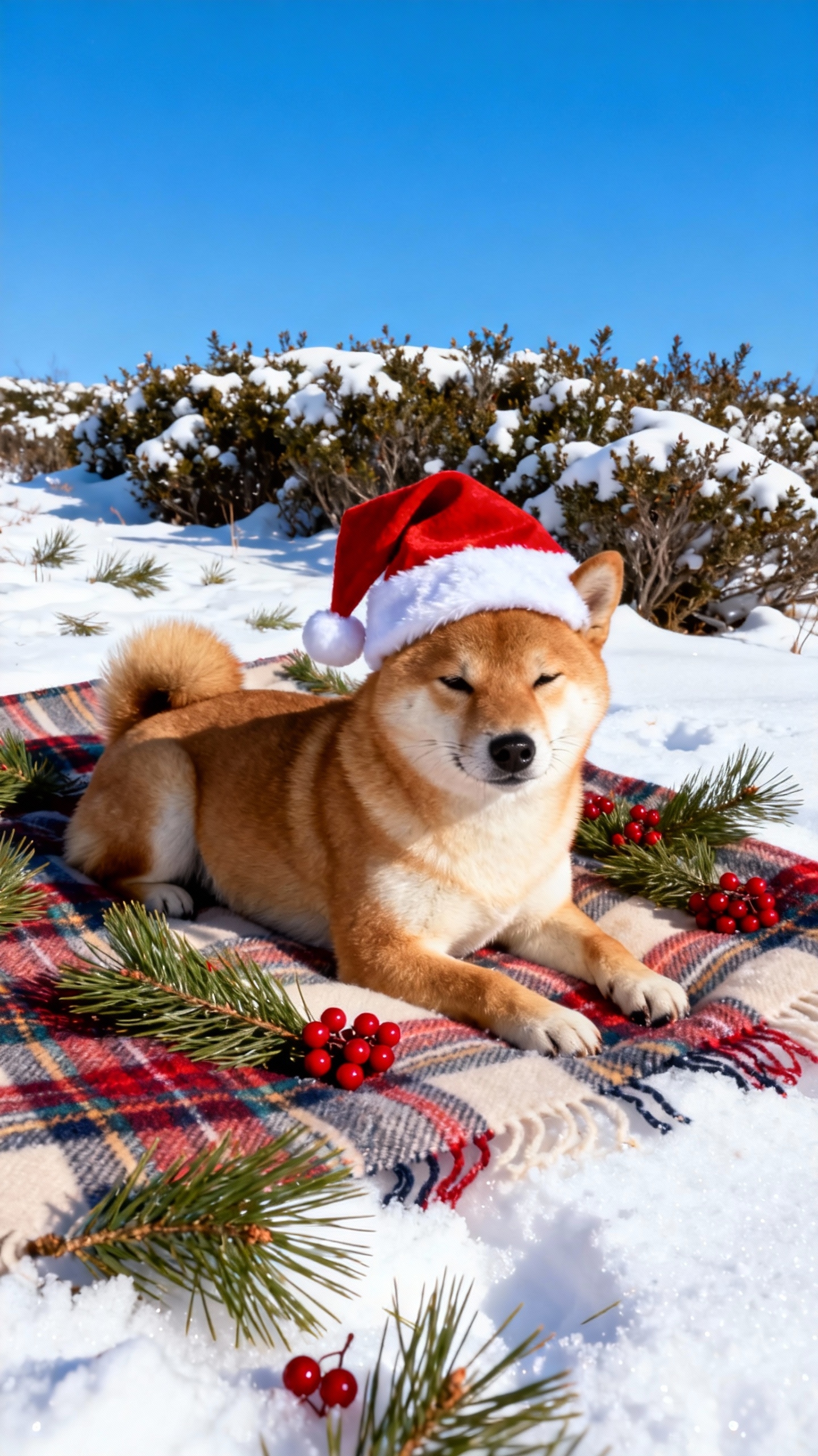 Shiba Inu Navideño - Fondos de Pantalla 4K