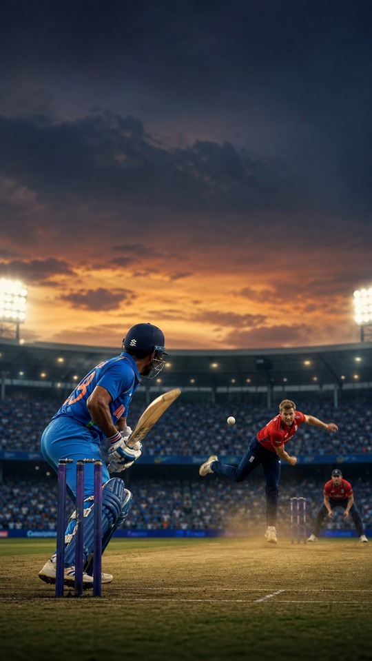 India vs England - Cinematic Cricket Action 4K Wallpaper