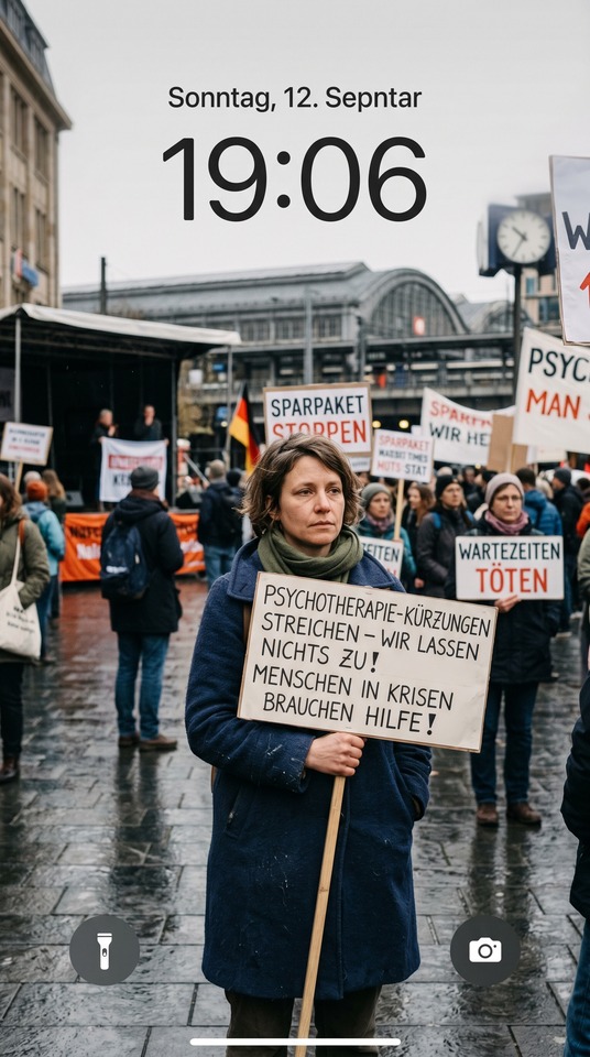 Psychotherapy Cuts Protest Scene - 4K Background