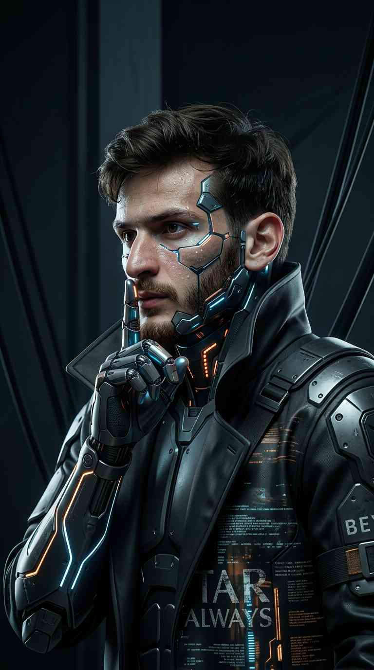 Futuristic Cyberpunk Cyborg - 4K Phone Background